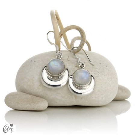 Silver and moonstone earrings, Chandra