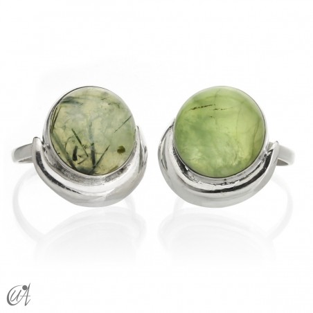 Chandra silver ring with prehnite