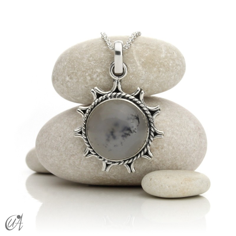 Silver with dendritic opal, Ílios pendant