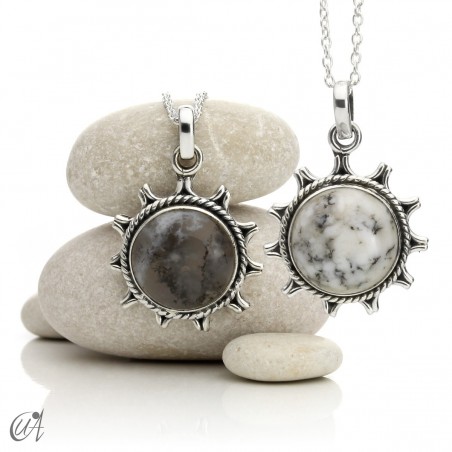 Silver with dendritic opal, Ílios pendant