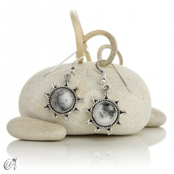 Ílios earrings, dendritic opal in 925 silver