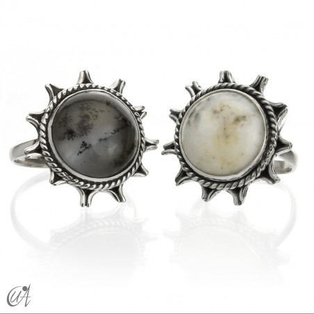 Ílios ring, dendritic opal and sterling silver