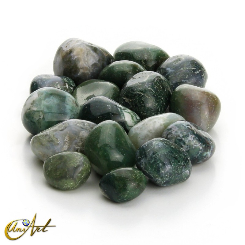 Moss agate, 200 grams of tumbled stones