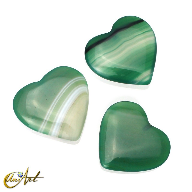 Green agate heart for pendant