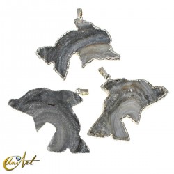 Crystallized chalcedony pendant - dolphin