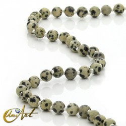 Dalmatian jasper bead necklace 6 mm