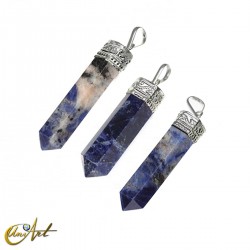 6 faceted Pencil point pendants of sodalite