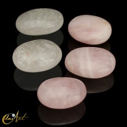 Rose or white quartz palm stone