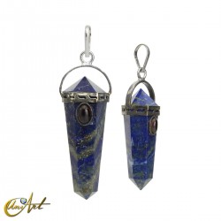 Lapis lazuli doubly terminated point pendant with garnet