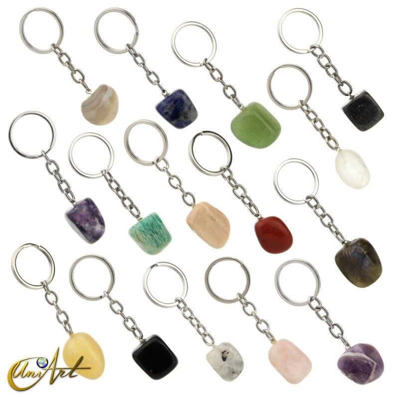 Pack of 15 natural stone keychains