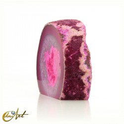 Ágata rosa, geoda con cristales