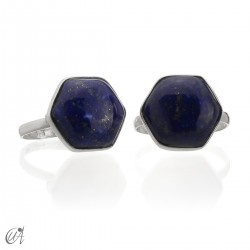 Silver and lapis lazuli ring, basic hexagonal