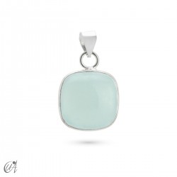 Silver pendant with green chalcedony, basic cushion model