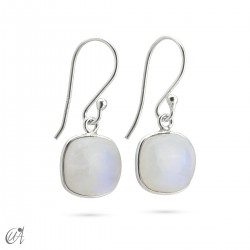 Basic cushion silver earrings with moonstone