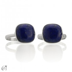 Basic cushion ring, in silver with lapis lazuli