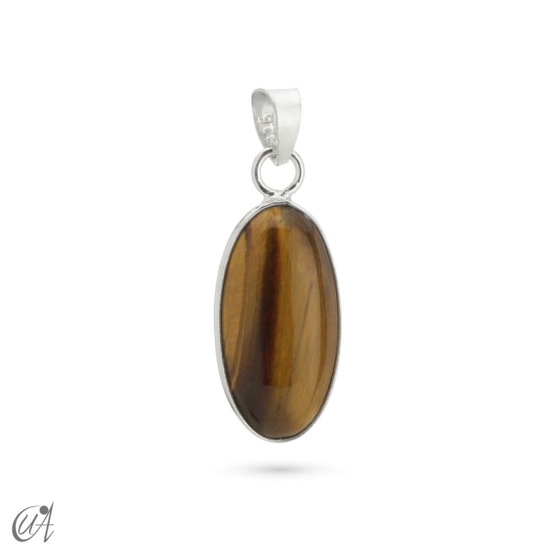Basic elliptical pendant with tiger eye and silver