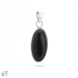 Basic elliptical pendant with black onyx and silver