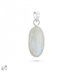 Basic elliptical pendant with moonstone and silver