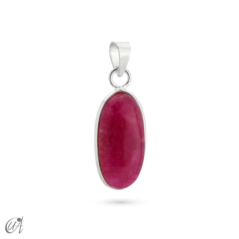 Basic elliptical pendant with ruby natural silver