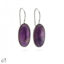 Amethyst and silver earrings, basic oval model