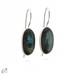 Labradorite and silver earrings, basic oval model