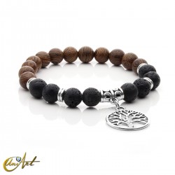 Lava and Wood Bracelet with Charm - model 2