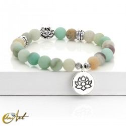 Amazonite Buddhist bracelet with Lotus Flower