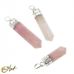 6 faceted Pencil point pendants of rose quartz