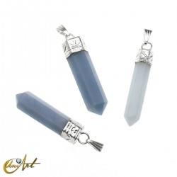6 faceted Pencil point pendants of angelite