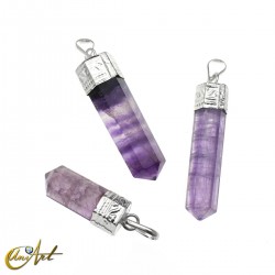 6 faceted Pencil point pendants of purple fluorite