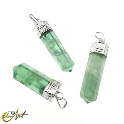 6 faceted Pencil point pendants of green fluorite