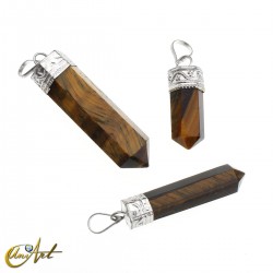 6 faceted Pencil point pendants of tiger eye