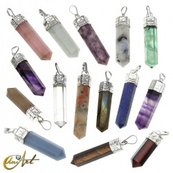 6 faceted Pencil point pendants of gemstones