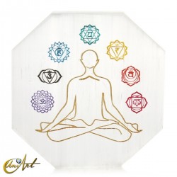 Selenite Disc with Chakra Symbols - model 1
