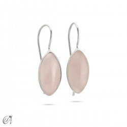 Silver earrings with rose quartz, basic marquise model