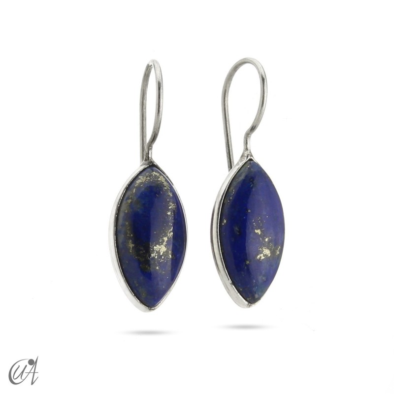 Silver earrings with lapis lazuli, basic marquise model