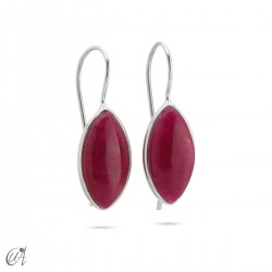 Silver earrings with ruby, basic marquise model