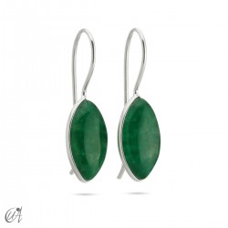 Silver earrings with green sapphire, basic marquise model