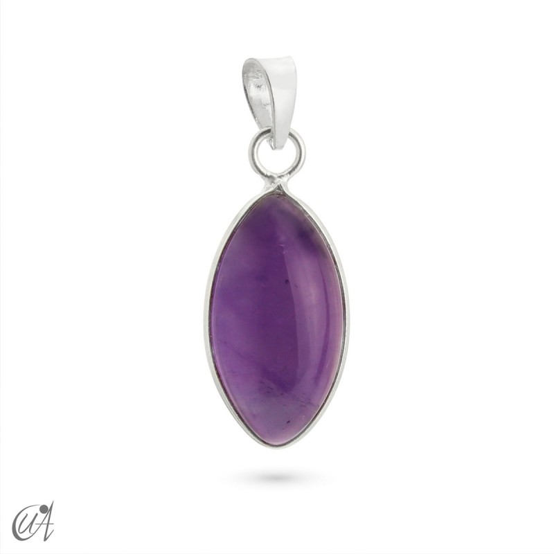 Silver and amethyst pendant, basic marquise model