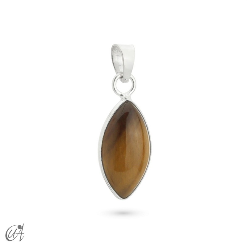 Silver and tiger eye pendant, basic marquise model