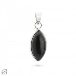 Silver and black onyx pendant, basic marquise model