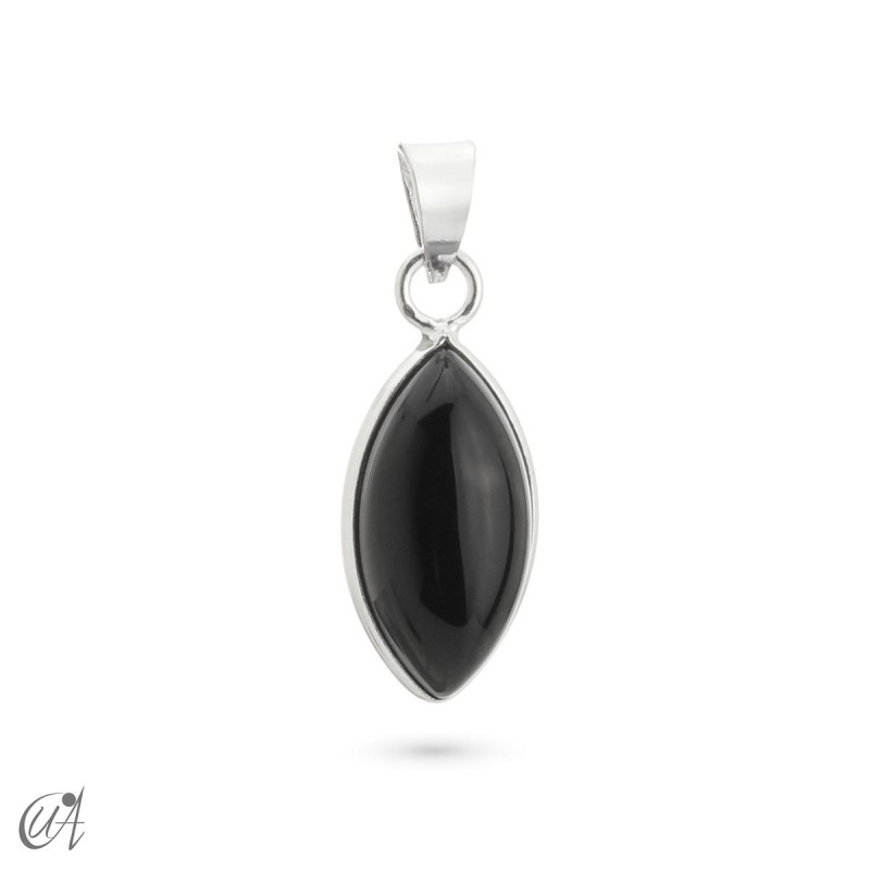 Silver and black onyx pendant, basic marquise model