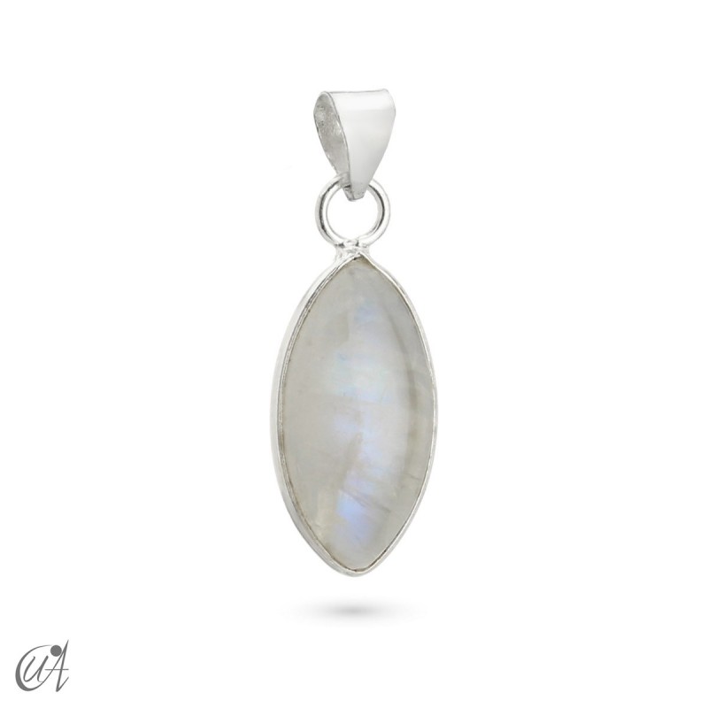 Silver and moonstone pendant, basic marquise model