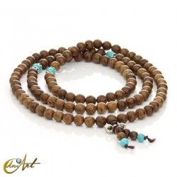 Wooden Japa Mala with turquoise intervals