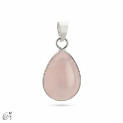Rose quartz in sterling silver - basic teardrop pendant