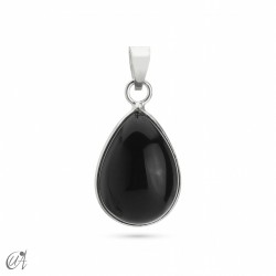 Black onyx in sterling silver - basic teardrop pendant