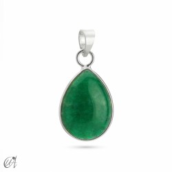 Green sapphire in sterling silver - basic teardrop pendant