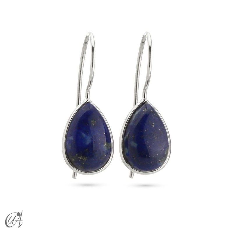 Lapis lazuli  with 925 silver -basic teardrop earrings