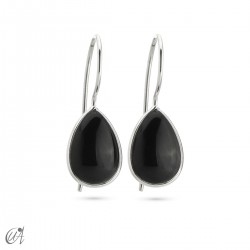 Black onyx with 925 silver -basic teardrop earrings