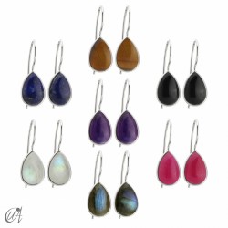 Stones with 925 silver -basic teardrop earrings